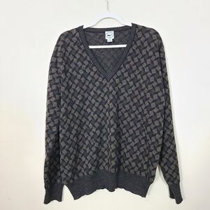 Vintage 100% Pure New Wool‎ Black And Brown Sweater Mens Size XLarge